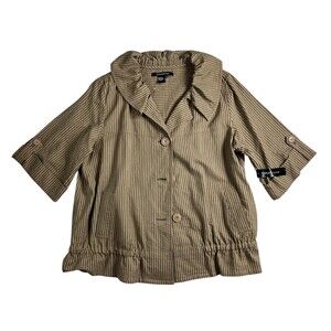 Darjoni Women's Short Sleeve Seersucker-Like Jacket  Size XL  NWT  Tan Striped